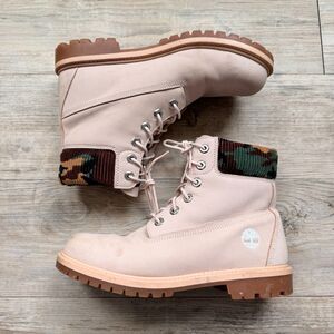 Timberland Women’s Heritage 6-Inch Boots Pink Nubuck Camo Collar A2M8P Size 8